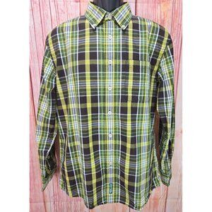 Orvis Mens Green Plaid Active Fit Casual Shirt Medium